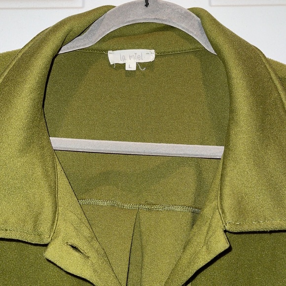 La Miel Olive Green Wool Like Style Oversized Shacket Size L - Picture 3 of 7